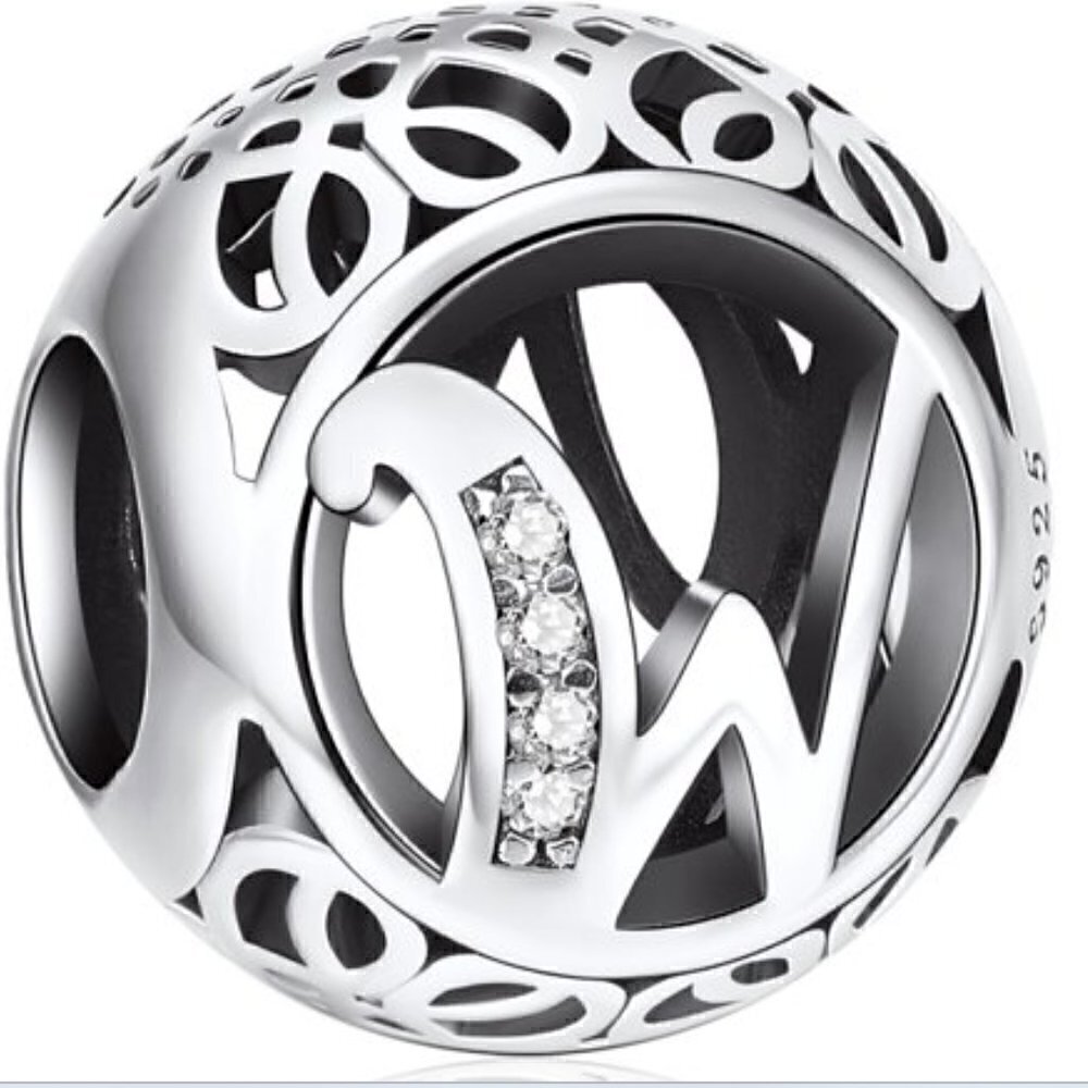 Sterling Silver Vintage Letter W Charm